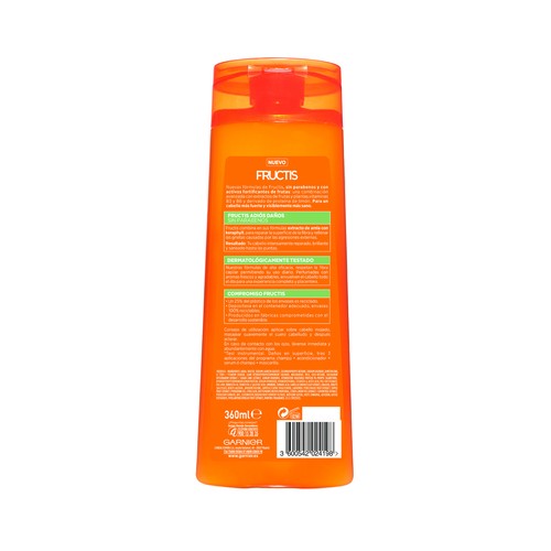 FRUCTIS Adiós daño de Garnier Champú fortificante sin parabenos, para cabello dañado 360 ml.