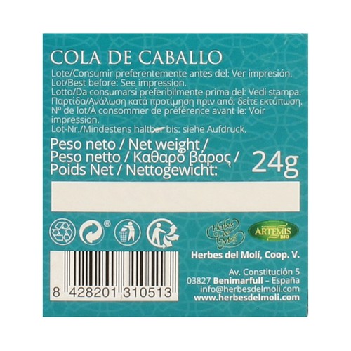 ARTEMIS BIO Infusión de cola de caballo procedente de agricultura ecológica ARTEMIS BIO 20 bolsitas