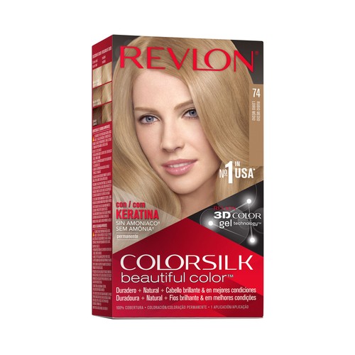 REVLON Colorsilk tono 74 Rubio medio Coloración permanente sin amoniaco.