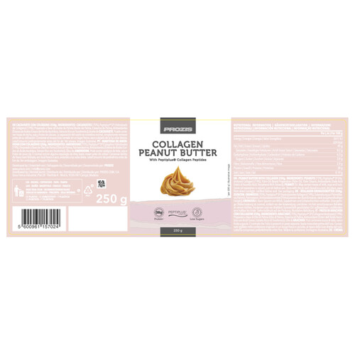 Mantequilla de cacahuete con colágeno PROZIS 250 g.