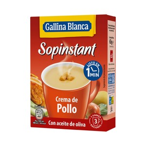 GALLINA BLANCA Sopinstant Crema de pollo con picatostes y aceite de oliva 3 x 21 g.