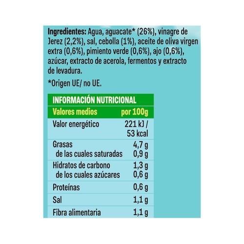 TROPS Gazpacho de aguacate con aceite de oliva virgen extra (AOVE) 33 cl.