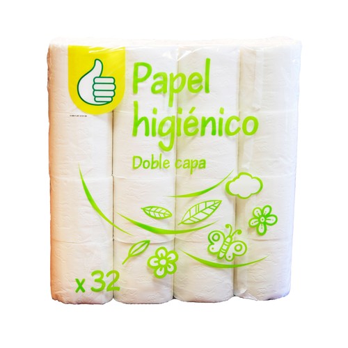 PRODUCTO ECONÓMICO ALCAMPO Papel higiénico doble capa 32 rollos