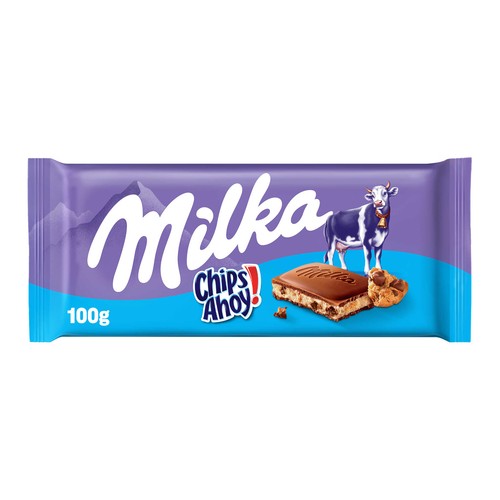 Chocolate con leche relleno de galletas chips ahoy MILKA 100 g.