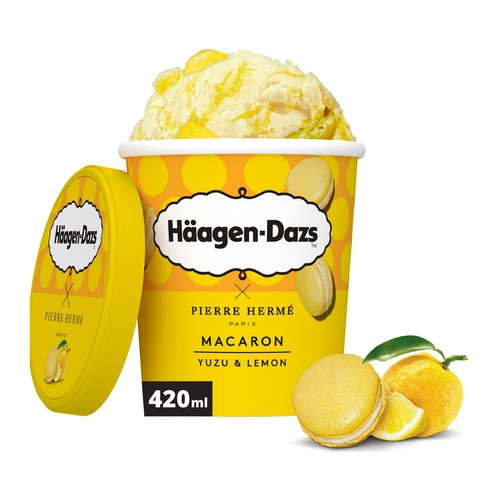 HÄAGEN-DAZS Pierre hermé Tarrina de helado de yuzu y limón con trocitos de macarons 420 ml.