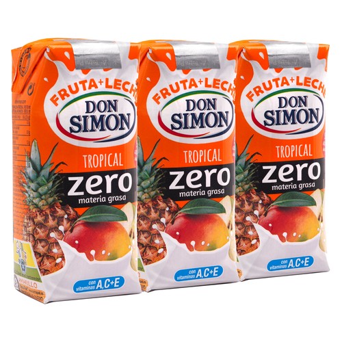 Leche con zumo de frutas tropicales DON SIMÓN Funciona max 3 x 330 ml.