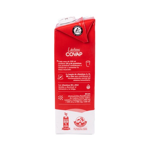 COVAP Leche desnatada sin lactosa, con alto contenido en calcio y proteínas (20 g) 1 l.