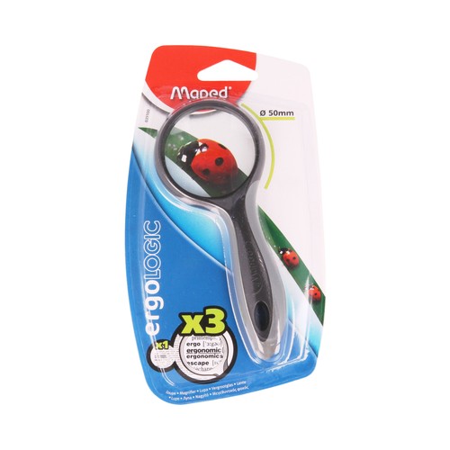 Lupa de lectura con mango blando y ergonómico y lente de 3 aumentos MAPED Junior.