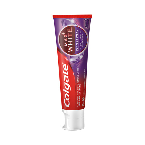 COLGATE Pasta de dientes de uso diario con acción blanqueante COLGATE Max white purple reveal 75 ml.