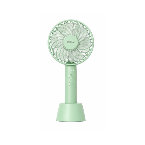 Ventilador de mano QILIVE Q.6746, color verde, 4W, 3 velocidades, carga USB-C