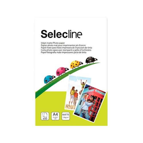 Pack de 50 papeles de foto SELECLINE, A4, 128gr.