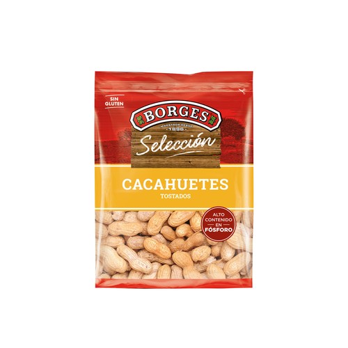 BORGES Cacahuetes con cáscara y tostados 350 g.