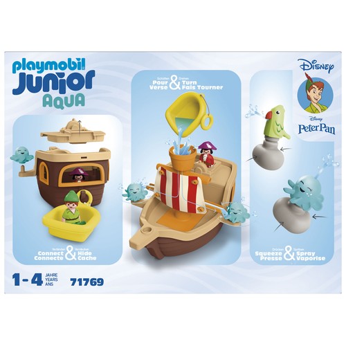 PLAYMOBIL Junior Aqua 71769, Disney: El barco pirata de Peter Pan, 12 pcs +1 Año