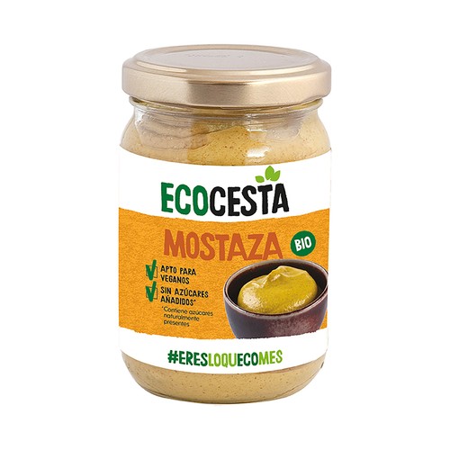 ECOCESTA Mostaza de cultivo ecológico, sin azúcares añadidos y apto para veganos 200 g.