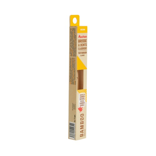 PRODUCTO ALCAMPO Cepillo de dientes clásico con mango de bambú natural y filamentos de dureza media.