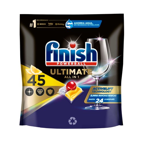 Detergente para lavavajillas máquina Quantum Ultimate FINISH QUANTUM ULTIMATE 45 uds. 580,5 g.