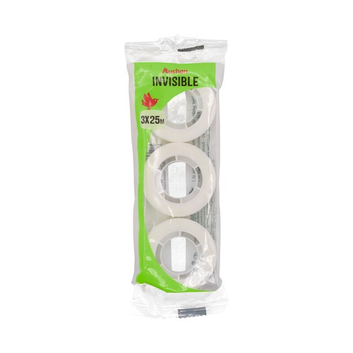 Pack 3 rollos cinta adhesiva invisible 25 m cada uno. ALCAMPO