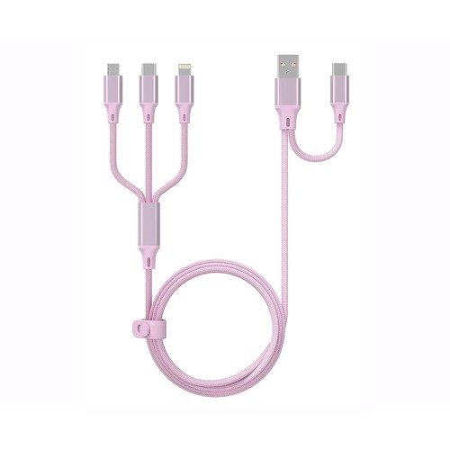 Cable USB QILIVE 5 en 1, longitud 1,2 metros, color rosa