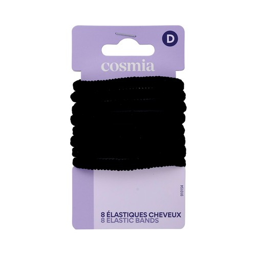 COSMIA Gomas elásticas clásicas de tamañó medio y color negro 8 uds.