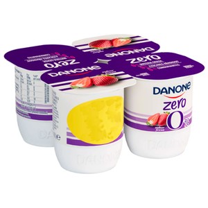 Zero 0% Yogur desnatado sin azúcares añadidos y sin conservantes, sabor a fresa 4 x 120 g.