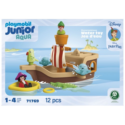 PLAYMOBIL Junior Aqua 71769, Disney: El barco pirata de Peter Pan, 12 pcs +1 Año
