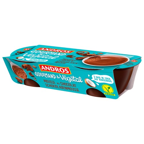 ANDROS Especialidad vegetal a base de coco con chocolate Gourmand & vegetal 2 x 55 g.