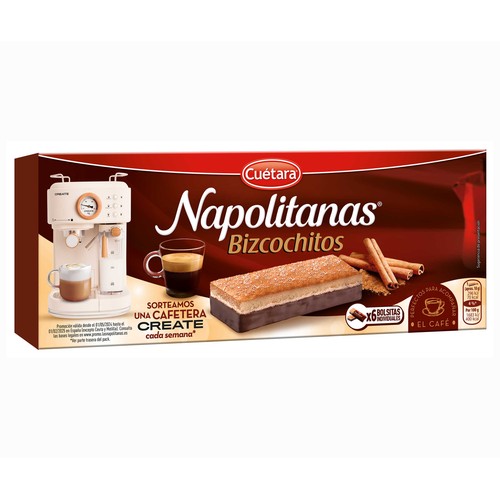 Bizcochitos con relleno sabor a canela NAPOLITANAS CUÉTARA, 6 uds x 117 g.