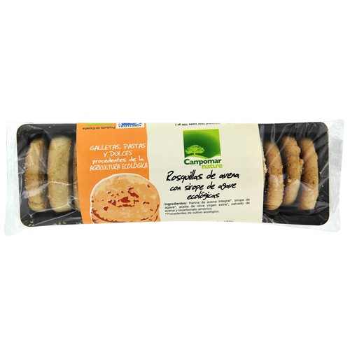 Rosquillas de avena con sirope de agave rcológicas CAMPOMAR Nature 150 g.