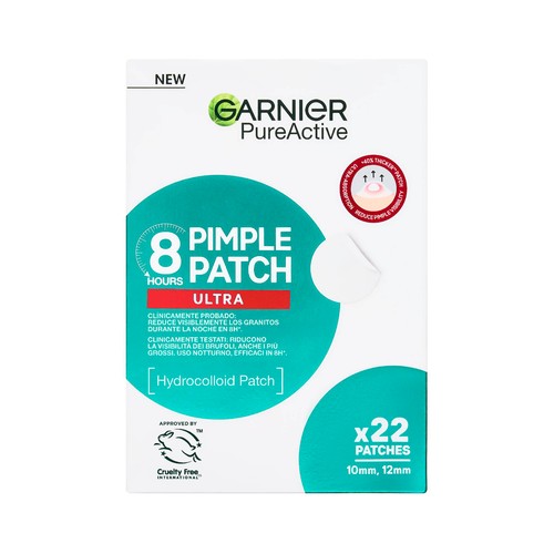 GARNIER Pure active Parches ultrafinos de hidrocoloide para reducir los granos en 8 horas sin dejar marcas 22 uds.