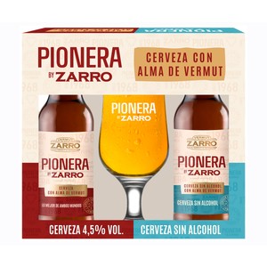 Estuche de cervezas con y sin alcohol más una copa 75 cl.
