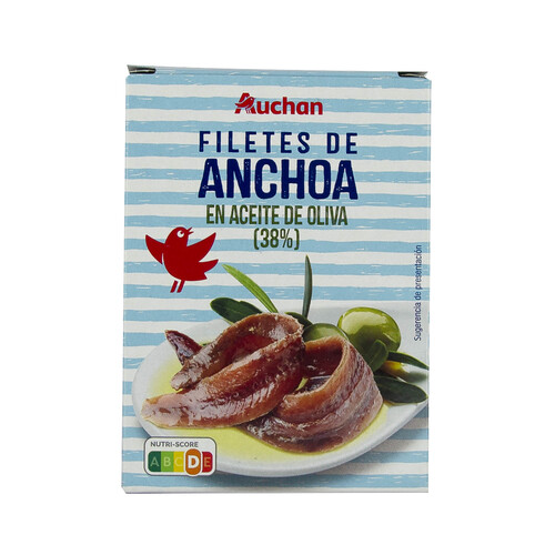 PRODUCTO ALCAMPO Filetes de anchoa en aceite de oliva PRODUCTO ALCAMPO 50 g. peso neto escurrido