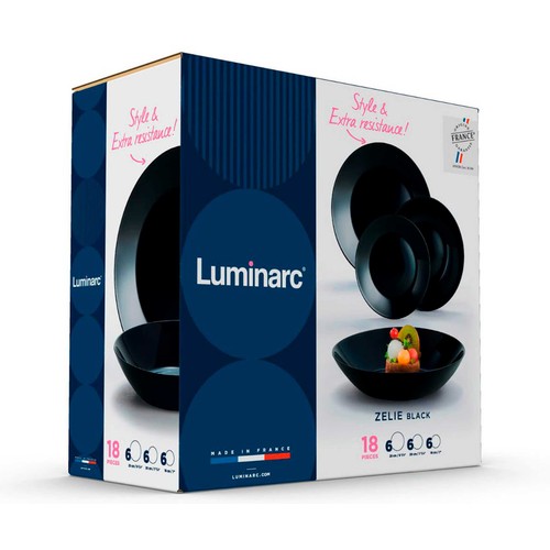 Vajilla completa de 18 piezas Zelie color Negro, LUMINARC