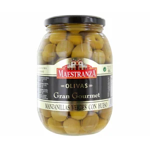 MAESTRANZA Aceitunas verdes manzanilla con hueso MAESTRANZA GRAN GOURMET bote de 600 g.