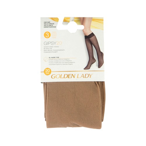Pack de 3 pares de minimedias, 20 den, GOLDEN LADY Gipsy, color melón, talla única.