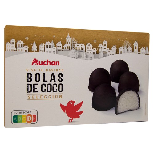 PRODUCTO ALCAMPO Bolitas de coco recubiertas de chocolate 400 g.