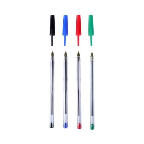 Set 4 bolígrafos capuchón 4 colores recargable. ALCAMPO