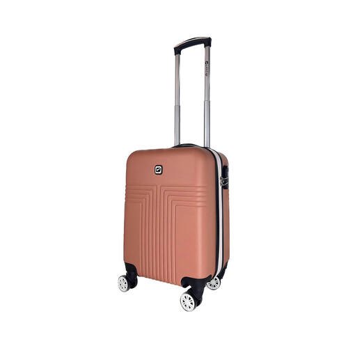 Maleta de cabina rígida, de color terracota, de 50 cm. tipo trolley con 8 ruedas, AIRPORT ALCAMPO.