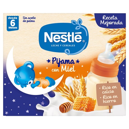 NESTLÉ Pijama Papilla líquida de leche y cereales con miel, a partir de 6 meses 2 x 250 ml