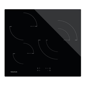 Imagen de Placa inducción TAURUS I-603T, 3 zonas de cocción, zona grande 30cm, potencia: 7400W, control táctil,A: 59cm.
