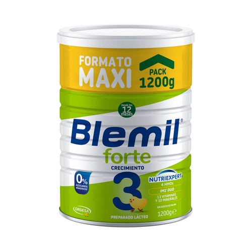 BLEMIL Forte 3 Preparado lácteo de crecimiento sin azúcares añadidos, a partir de 12 meses 1200 g.