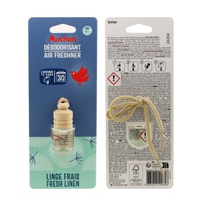 Imagen de Ambientador para coche de colgar, fragancia a lino fresco, AUCHAN.