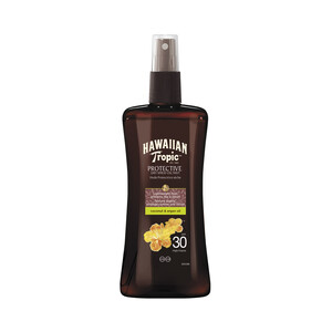 Imagen de HAWAIIAN TROPIC Protective Aceite solar seco en spray con coco y aceite de argán y FPS 30 (alto) 100 ml.