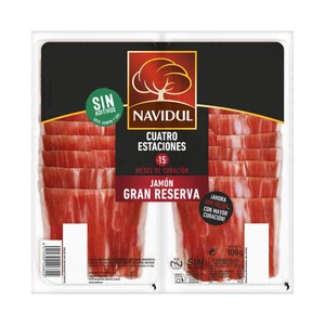 NAVIDUL Cuatro estaciones Jamón gran reserva (curación mínima de 15 meses), cortado en lonchas 106 g.