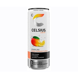 CELSIUS Bebida energética con sabor a mango y limón lata 35,5 cl.