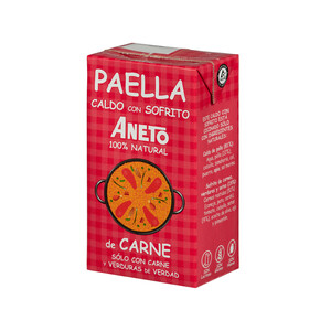 Imagen de ANETO Caldo con sofrito para paella de carne y verduras 100% natural brik de 1 l.