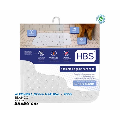 Alfombra de baño caucho antideslizante de goma natural, HBS.
