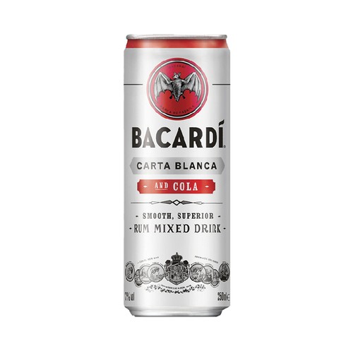 BACARDI Combinado de Bacardí carta blanca con cola BACARDÍ Lata de 25 cl.