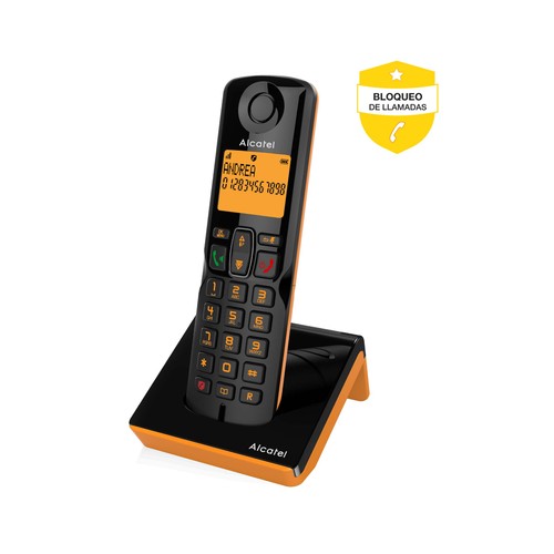 Teléfono inalámbrico ALCATEL S820 negro, identificación llamadas, agenda, manos libres, pantalla iluminada, bloqueo llamadas.