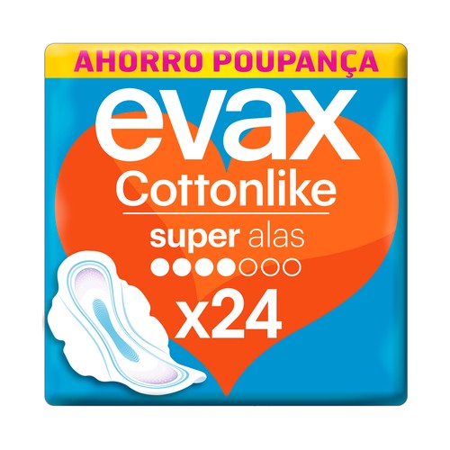 Compresas super con alas EVAX Cottonlike 24 uds