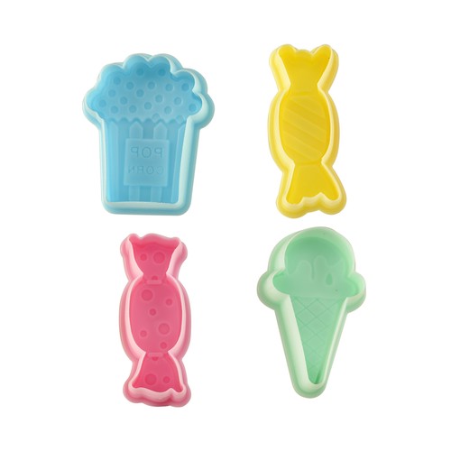 Set de 4 moldes de presión fabricados en silicona, formas surtidas, HABI.